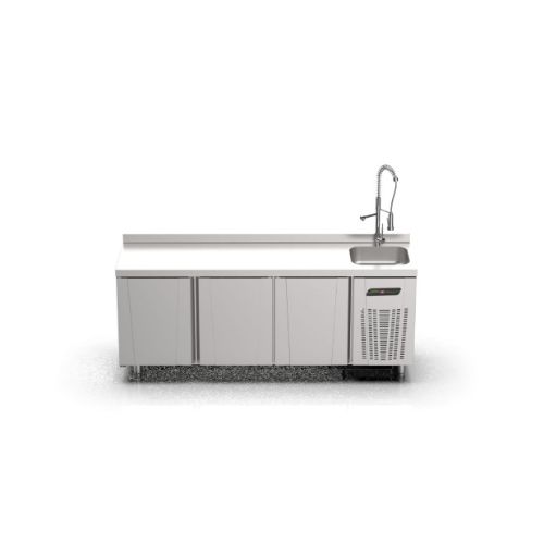 TPS-73- SINK COUNTER TYPE 3-DOORS SNACK REFRIGERATOR WITH SINK