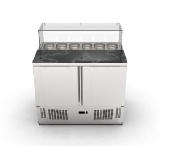 SALADETTE  6105 COUNTER TYPE 2 DOORS SNACK REFRIGERATOR WITH GLASS COVER