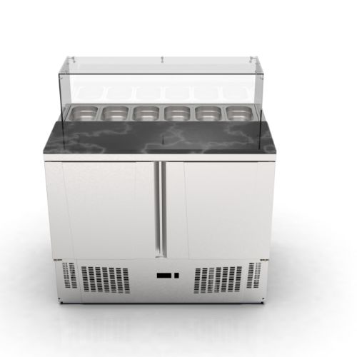 SALADETTE  6105 COUNTER TYPE 2 DOORS SNACK REFRIGERATOR WITH GLASS COVER