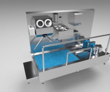 HORIZONTAL AND VERTICAL BRUSHED HAND AND FOOT DISINFECTANT LINE WITH SINK - 24EF2