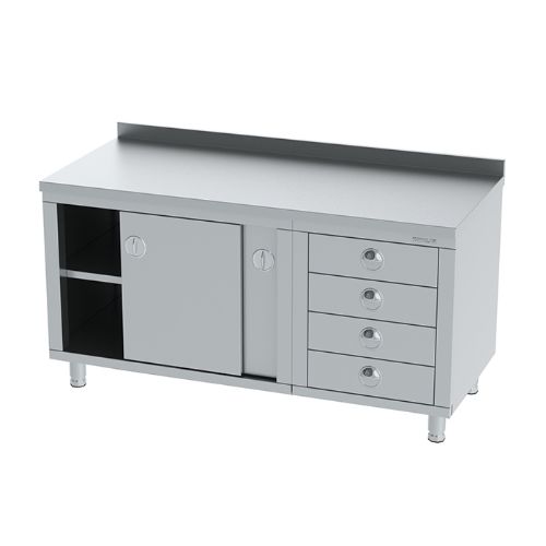 70719801326000  WORK TABLE DRAWERS, SLIDING DOORS AND INTERMEDIATE SHELF 1900x700x850mm.
