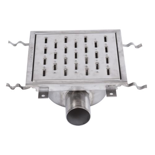 Stainless Steel Floor Strainer Horizontal Outlet 300x300 mm DN 50 PVC OUTLET Nova Stainless