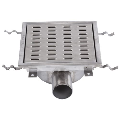 Stainless Steel Floor Strainer Horizontal Outlet 300x300 mm DN 50 PVC OUTLET Nova Stainless