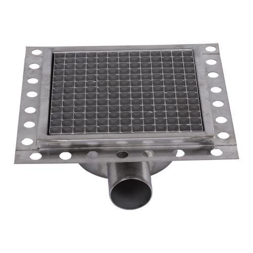 Stainless Steel Floor Strainer Horizontal Outlet 300x300 mm DN 50 PVC OUTLET Nova Stainless